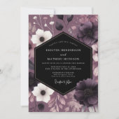 Invitation Mariage Romance Florale prune Moody (Devant)