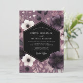 Invitation Mariage Romance Florale prune Moody (Debout devant)