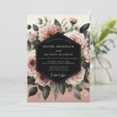 Invitation Mariage Romance Florale Rose (Debout devant)