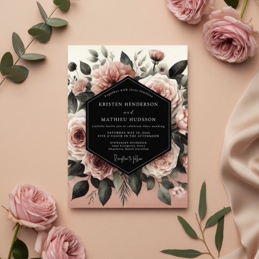 Invitation Mariage Romance Florale Rose