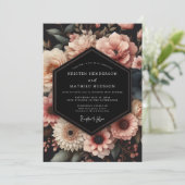Invitation Mariage Romance Florale Rose (Debout devant)