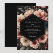 Invitation Mariage Romance Florale Rose (Devant / Derrière)