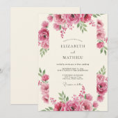 Invitation Mariage Romance Florale Rose Clair (Devant / Derrière)