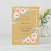 Invitation Mariage Romance Florale Rose Ocre (Debout devant)