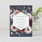 Invitation Mariage Romance Florale Rouge Profond (Debout devant)