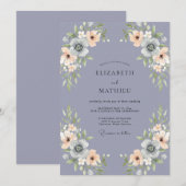 Invitation Mariage Romance Florale Subtile Lavande (Devant / Derrière)