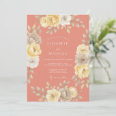 Invitation Mariage Romance Florale Teint de Corail (Debout devant)