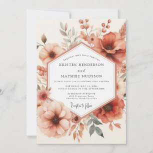 Invitation Mariage Romance Florale Terracotta