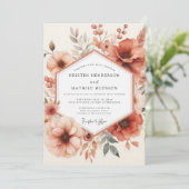 Invitation Mariage Romance Florale Terracotta (Debout devant)