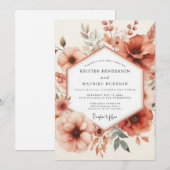 Invitation Mariage Romance Florale Terracotta (Devant / Derrière)
