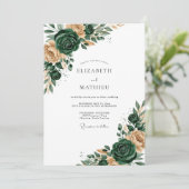 Invitation Mariage Romance Florale Vert Émeraude (Debout devant)