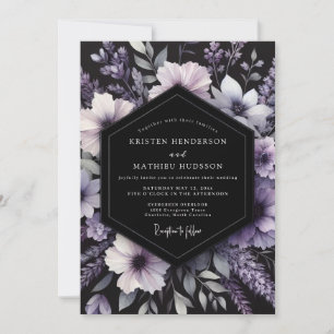 Invitation Mariage Romance Florale Violet Profond