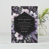 Invitation Mariage Romance Florale Violet Profond (Debout devant)