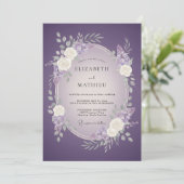 Invitation Mariage Romance Florale Violette (Debout devant)