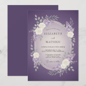Invitation Mariage Romance Florale Violette (Devant / Derrière)