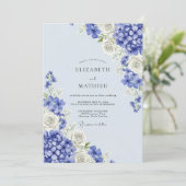 Invitation Mariage Romance Hydrangea Floral Bleu (Debout devant)