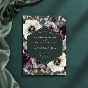 Invitation Mariage Romance Opulente Florale aux Prunes