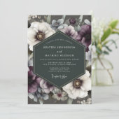 Invitation Mariage Romance Opulente Florale aux Prunes (Debout devant)