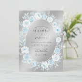 Invitation Mariage Romance Rose Bleue (Debout devant)