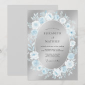 Invitation Mariage Romance Rose Bleue (Devant / Derrière)