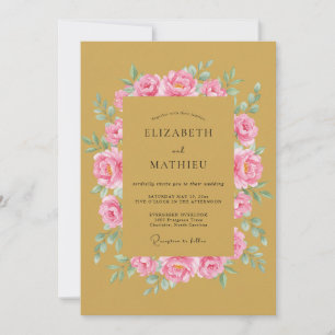 Invitation Mariage Romance Rose Douce Ocres