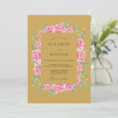Invitation Mariage Romance Rose Douce Ocres (Debout devant)