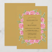 Invitation Mariage Romance Rose Douce Ocres (Devant / Derrière)