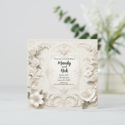 Invitation Mariage romantique (Debout devant)