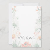 Invitation mariage romantique à fleurs fleur sauvage vert et  (Dos)