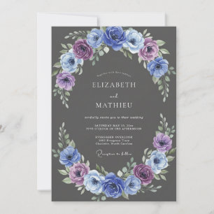 Invitation Mariage romantique à la floraison indigo