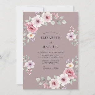 Invitation Mariage romantique à la floraison mauve