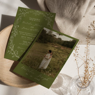 Invitation Mariage romantique à l'ancienne avec des fleurs ve