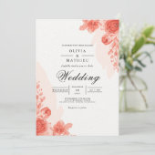 Invitation Mariage Romantique à l'Arche Florale Corail (Debout devant)