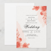 Invitation Mariage Romantique à l'Arche Florale Corail (Devant / Derrière)