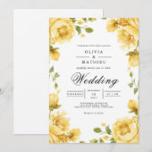 Invitation Mariage Romantique à l'Arche Florale Dorée (Devant / Derrière)