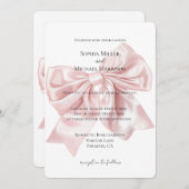 Invitation Mariage romantique à mâchoire rose (Devant / Derrière)