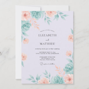 Invitation Mariage Romantique Aéré Vert Menthe