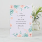 Invitation Mariage Romantique Aéré Vert Menthe (Debout devant)