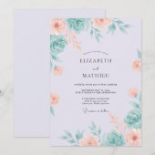 Invitation Mariage Romantique Aéré Vert Menthe (Devant / Derrière)