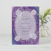 Invitation Mariage Romantique Améthyste Rose (Debout devant)
