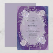 Invitation Mariage Romantique Améthyste Rose (Devant / Derrière)