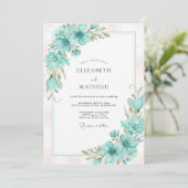 Invitation Mariage Romantique Anémone Mousse de Mer (Debout devant)