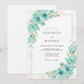 Invitation Mariage Romantique Anémone Mousse de Mer (Devant / Derrière)