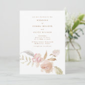 Invitation Mariage romantique aquarelle florale uni (Debout devant)