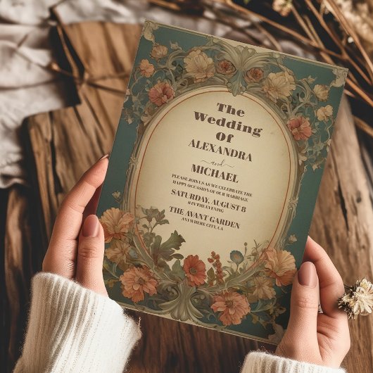 Invitation Mariage romantique Art Nouveau