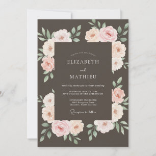 Invitation Mariage romantique atmosphérique au moka