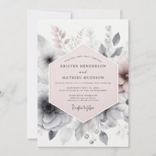 Invitation Mariage Romantique Atmosphérique Rose Pâle