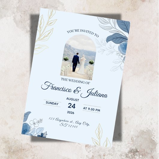 Invitation Mariage romantique au bord de l'eau