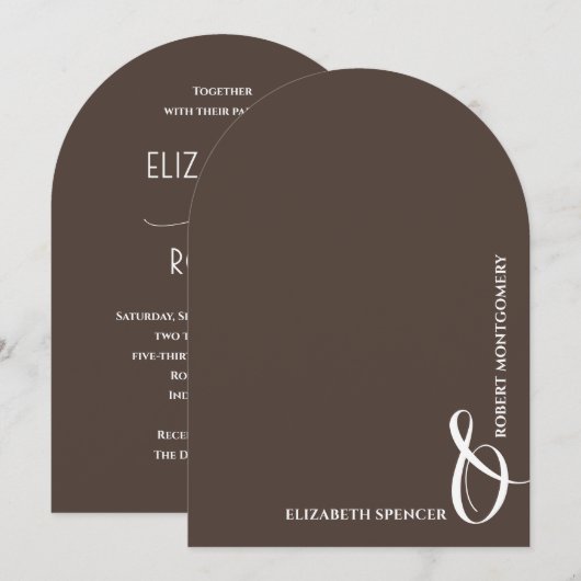 Invitation Mariage Romantique au Chocolat Arqué (Devant / Derrière)