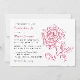 Invitation Mariage Romantique au Jardin de Roses Rouges Éléga